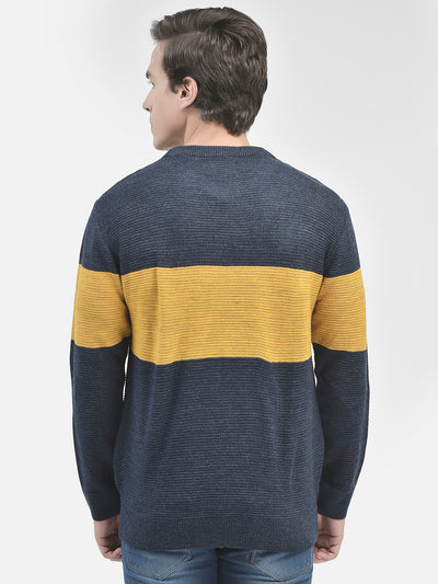 Mustard Colourblocked Sweater-Men Sweaters-Crimsoune Club