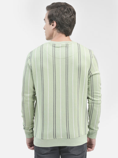 Green Striped Sweatshirt-Men Sweatshirts-Crimsoune Club