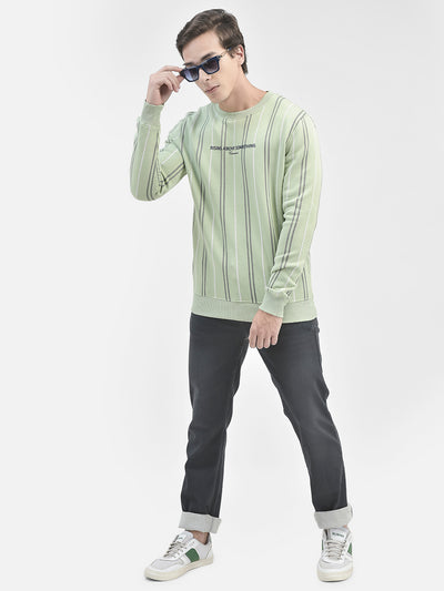 Green Striped Sweatshirt-Men Sweatshirts-Crimsoune Club