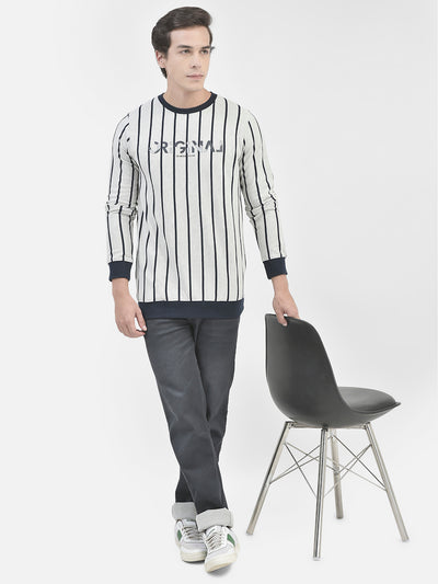 Grey Striped Sweatshirt-Men Sweatshirts-Crimsoune Club