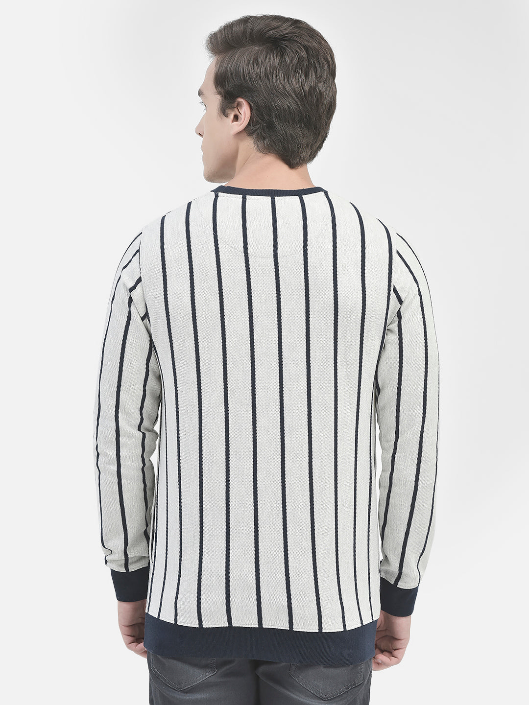 Grey Striped Sweatshirt-Men Sweatshirts-Crimsoune Club