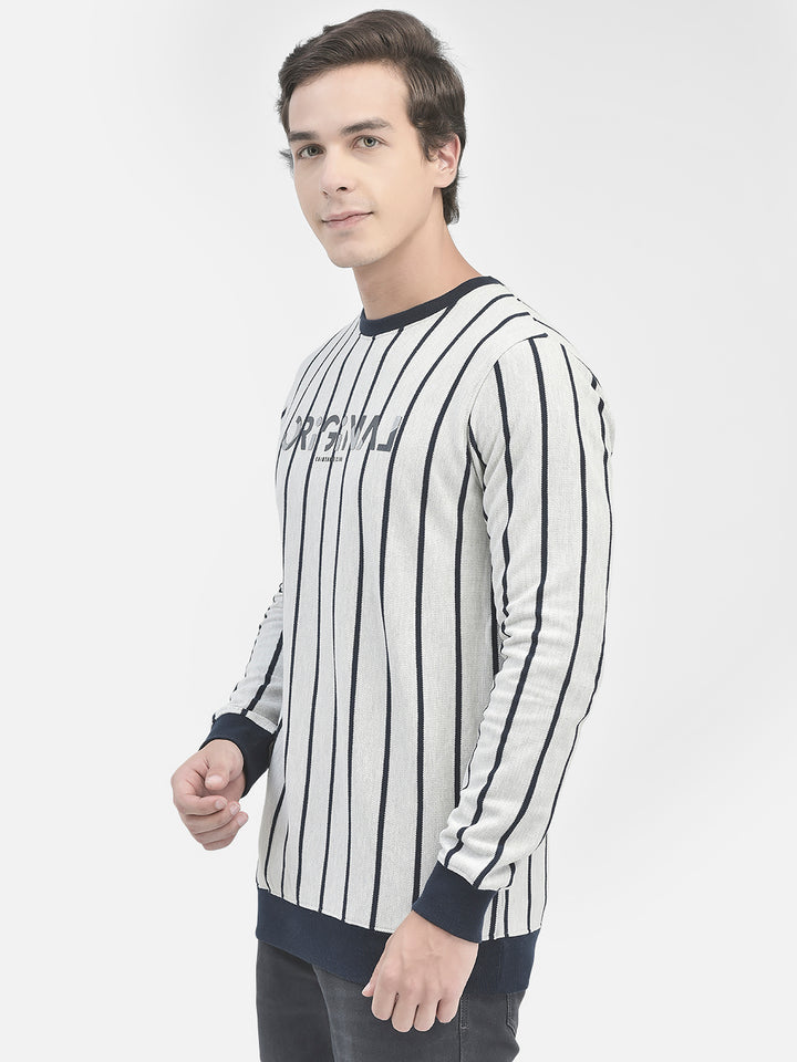 Grey Striped Sweatshirt-Men Sweatshirts-Crimsoune Club