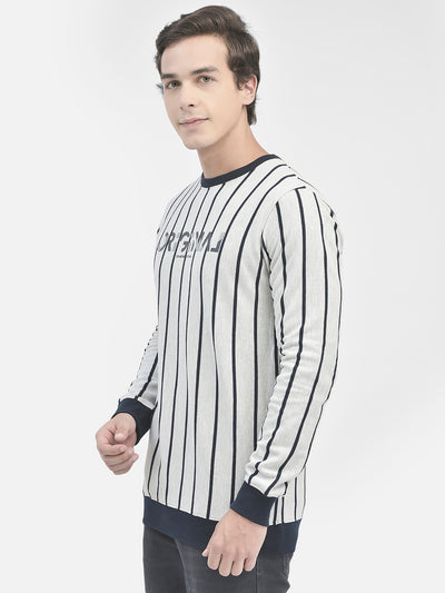 Grey Striped Sweatshirt-Men Sweatshirts-Crimsoune Club