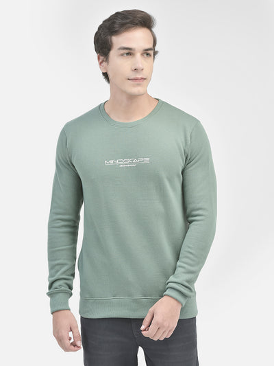 Green Printed Sweatshirt-Men Sweatshirts-Crimsoune Club