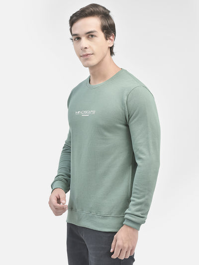 Green Printed Sweatshirt-Men Sweatshirts-Crimsoune Club