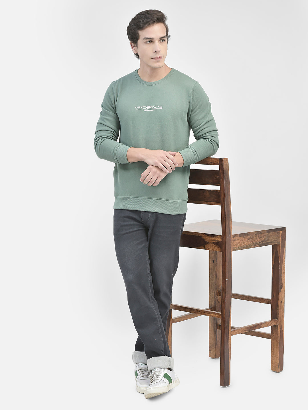 Green Printed Sweatshirt-Men Sweatshirts-Crimsoune Club