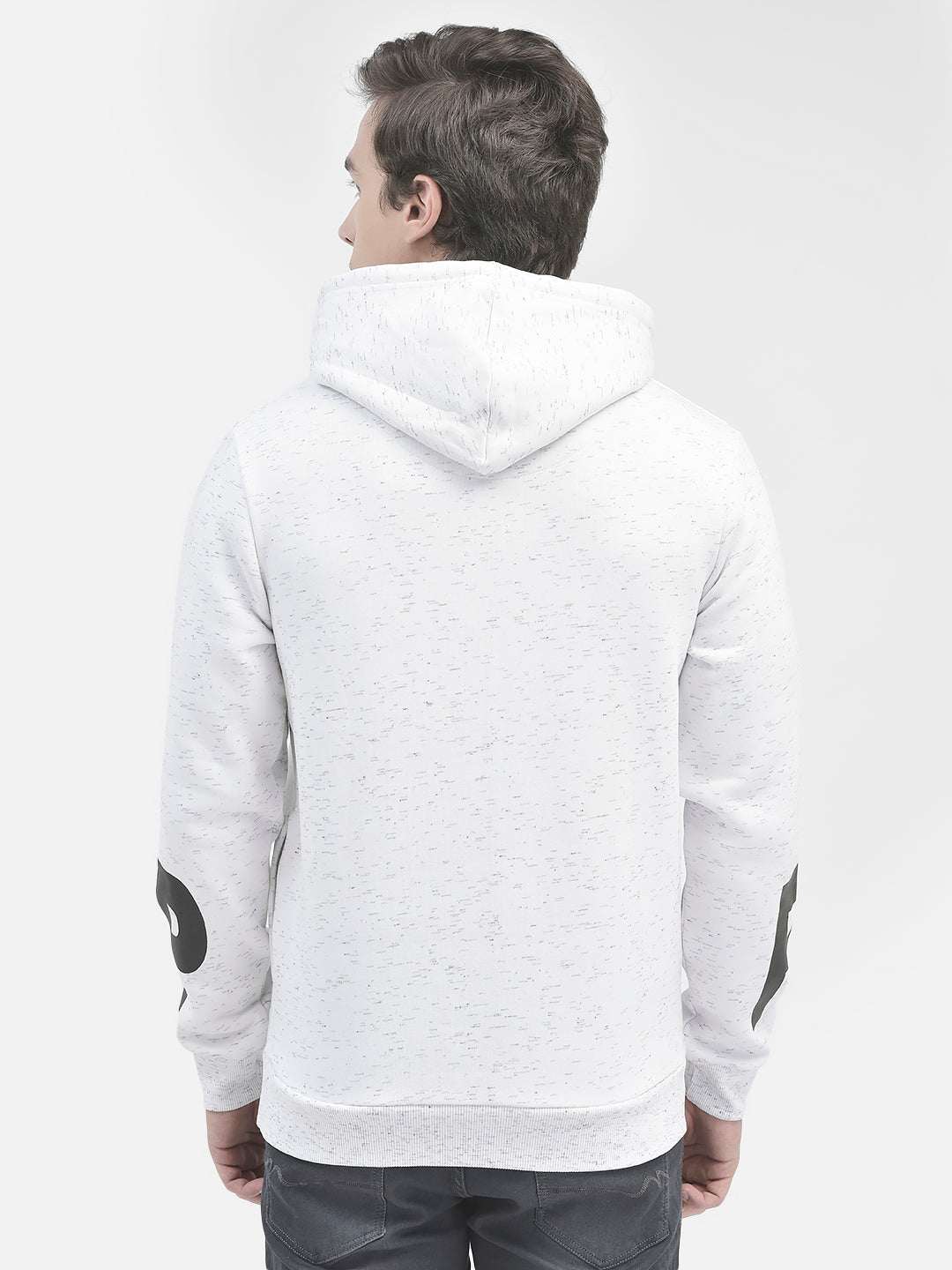 White Printed Hooded Sweatshirt-Men Sweatshirts-Crimsoune Club