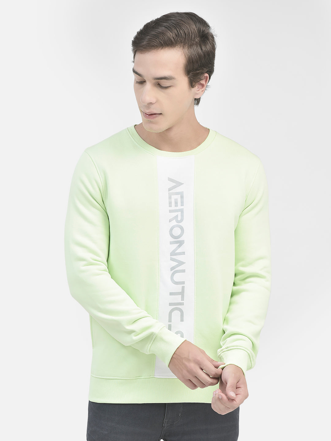 Green Printed Sweatshirt-Men Sweatshirts-Crimsoune Club