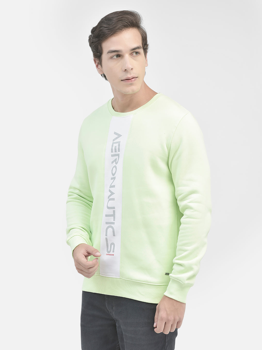 Green Printed Sweatshirt-Men Sweatshirts-Crimsoune Club