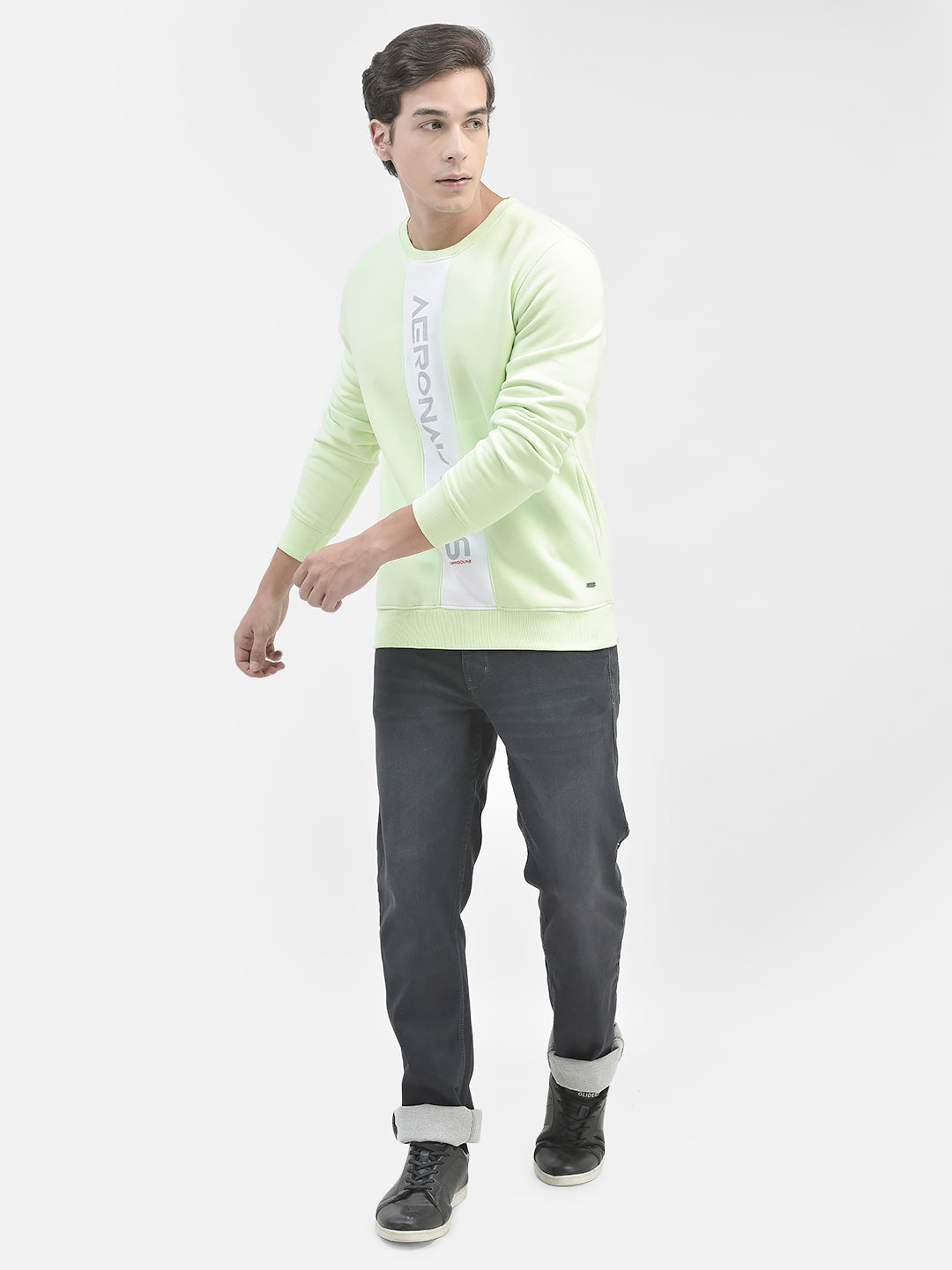 Green Printed Sweatshirt-Men Sweatshirts-Crimsoune Club