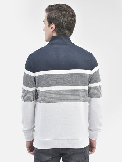 Navy Blue Striped Sweatshirt-Men Sweatshirts-Crimsoune Club