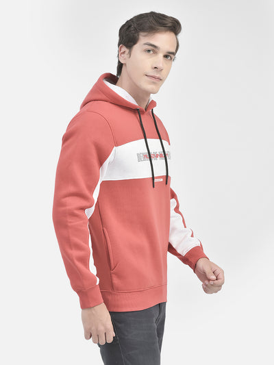 Red Printed Sweatshirt With Hood-Men Sweatshirts-Crimsoune Club