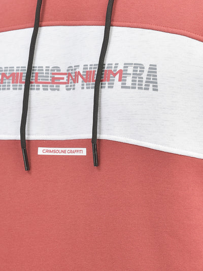 Red Printed Sweatshirt With Hood-Men Sweatshirts-Crimsoune Club