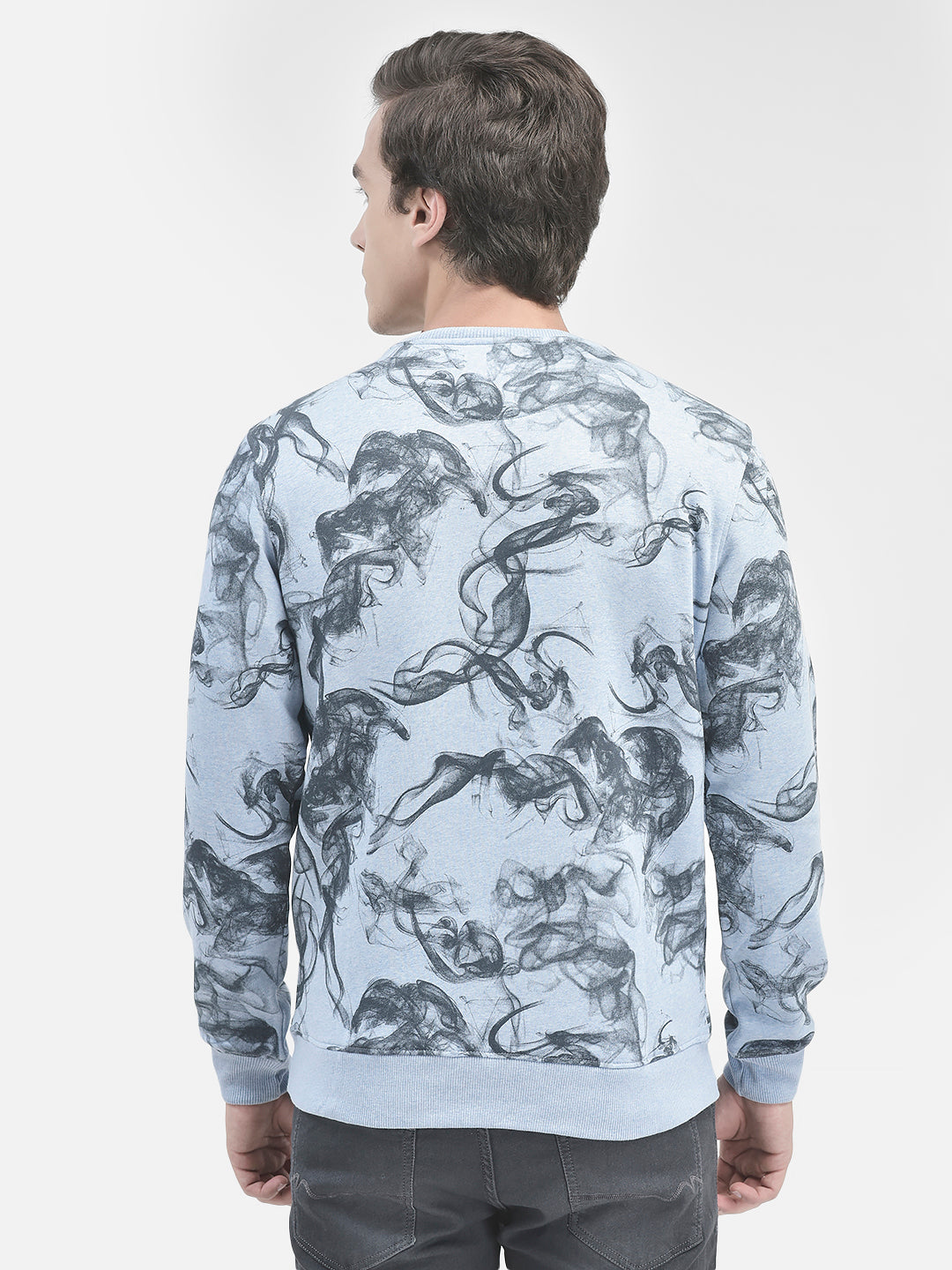 Blue Printed Sweatshirt-Men Sweatshirts-Crimsoune Club