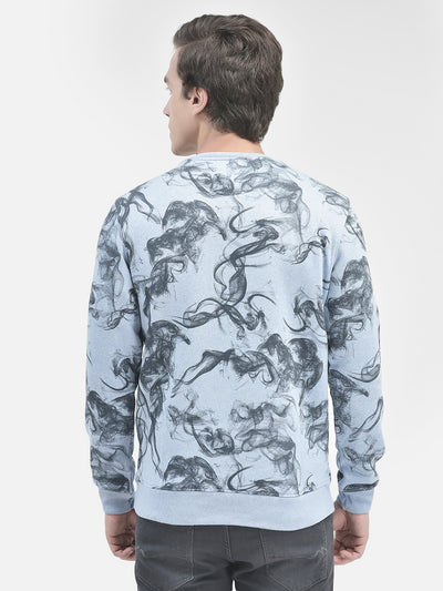 Blue Printed Sweatshirt-Men Sweatshirts-Crimsoune Club