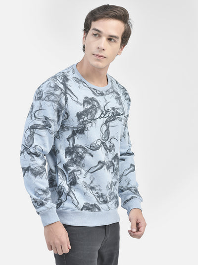 Blue Printed Sweatshirt-Men Sweatshirts-Crimsoune Club