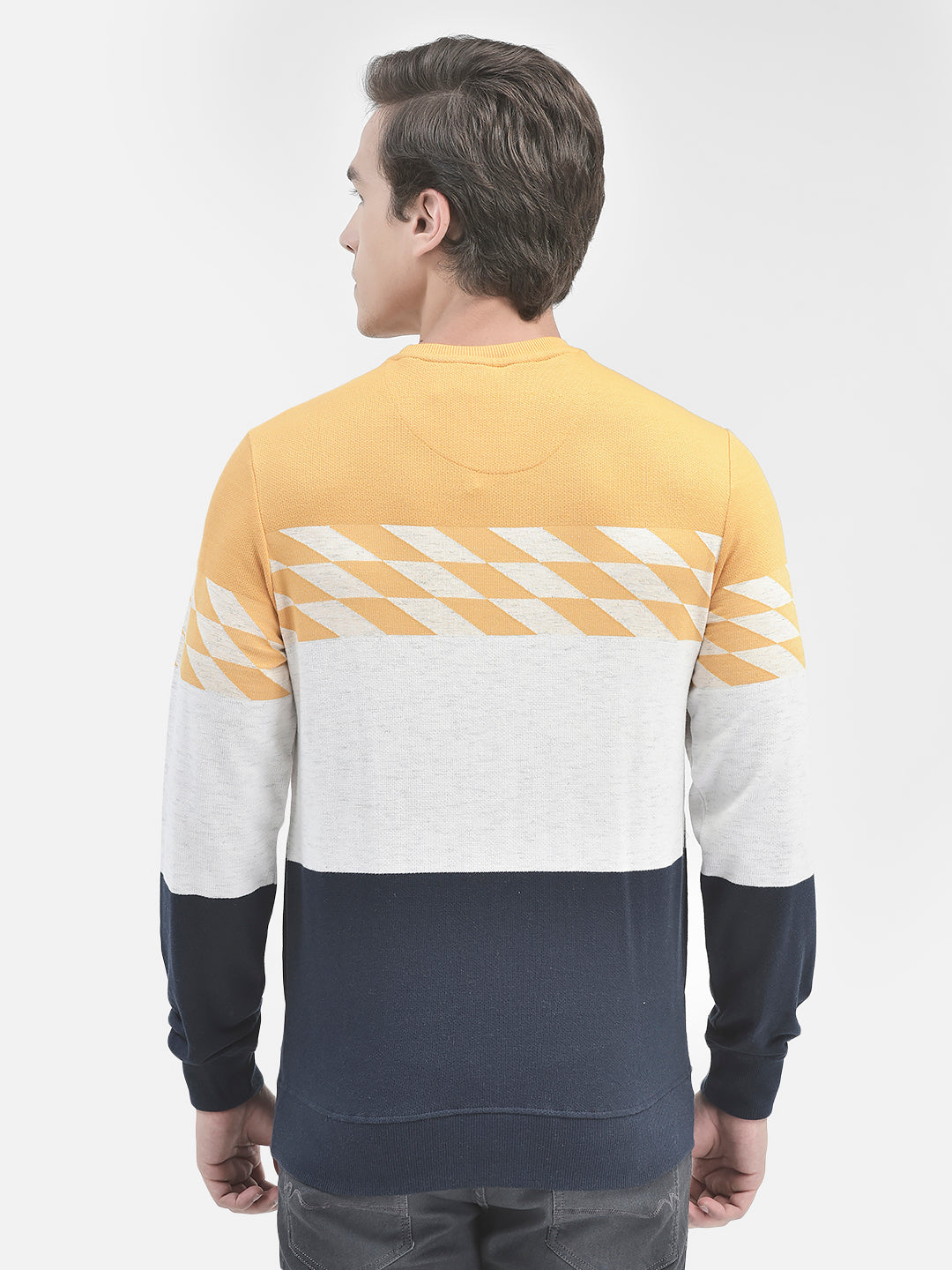 Mustard Colourblocked Sweatshirt-Men Sweatshirts-Crimsoune Club