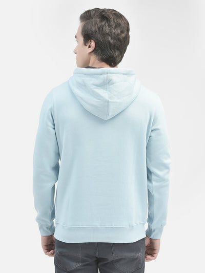 Blue Printed Sweatshirt With Hood-Men Sweatshirts-Crimsoune Club