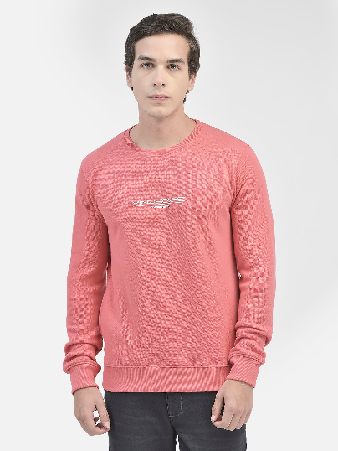 Peach Printed Sweatshirt-Men Sweatshirts-Crimsoune Club