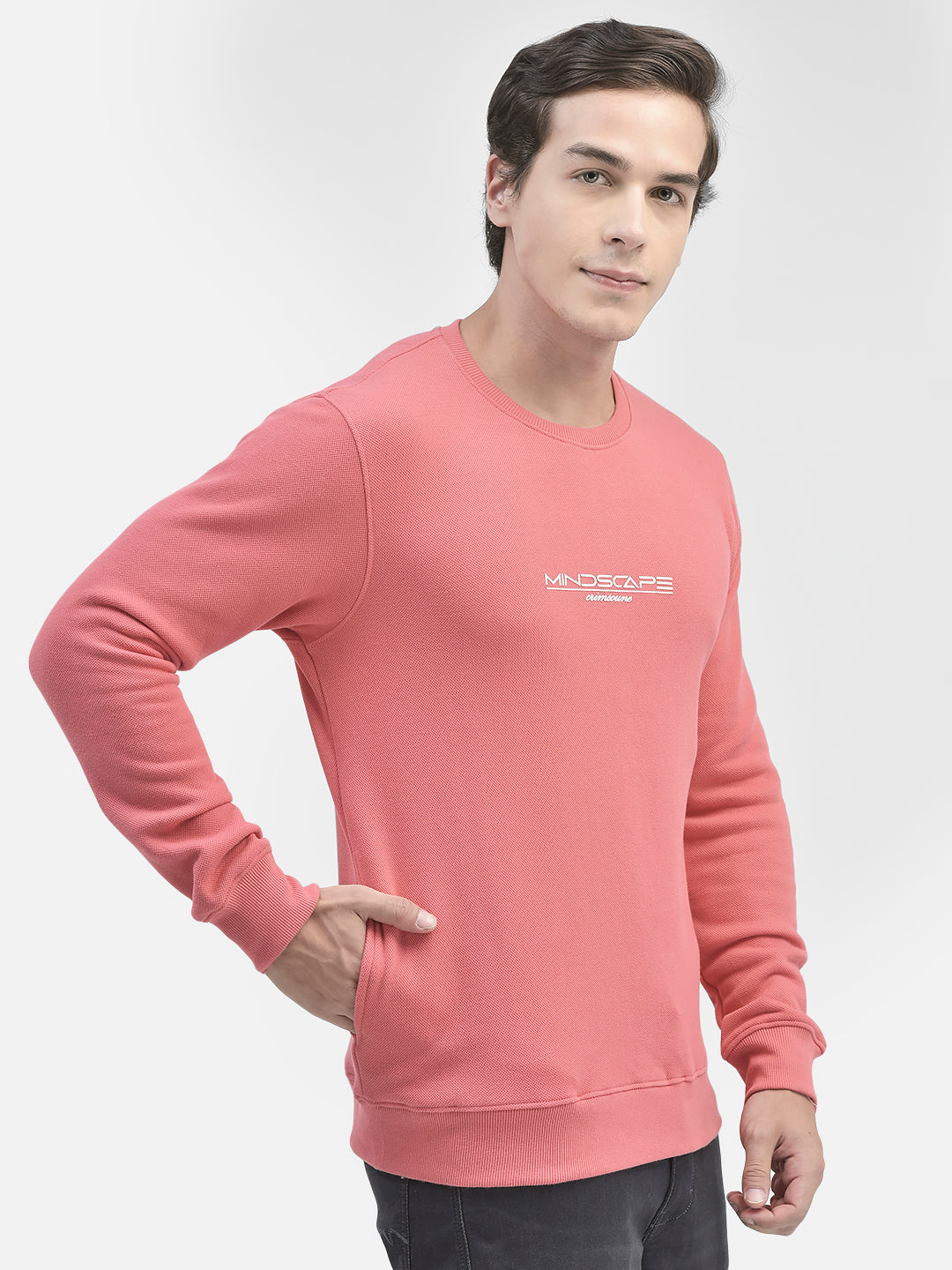Peach Printed Sweatshirt-Men Sweatshirts-Crimsoune Club
