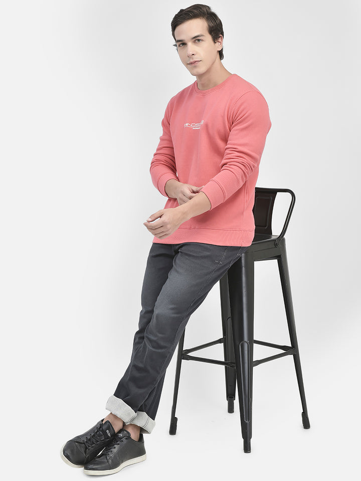 Peach Printed Sweatshirt-Men Sweatshirts-Crimsoune Club