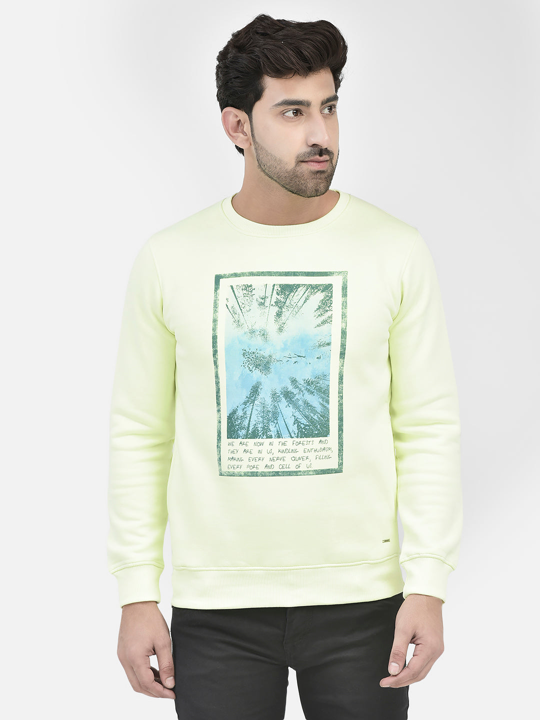 Green Printed Sweatshirt-Men Sweatshirts-Crimsoune Club