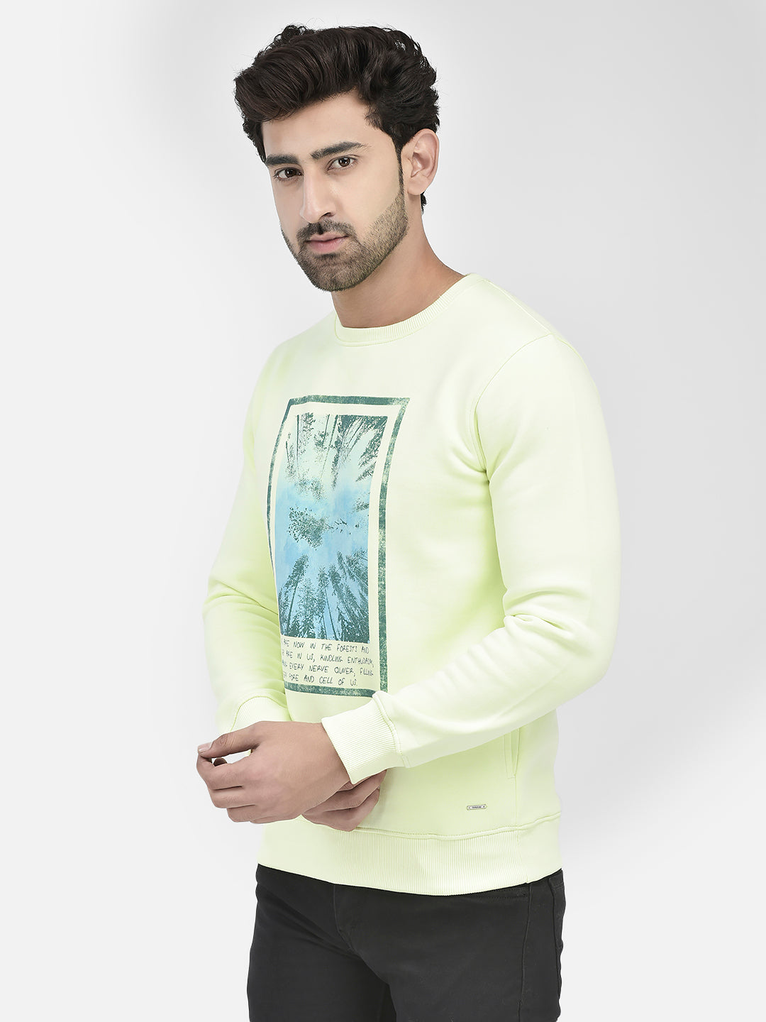 Green Printed Sweatshirt-Men Sweatshirts-Crimsoune Club