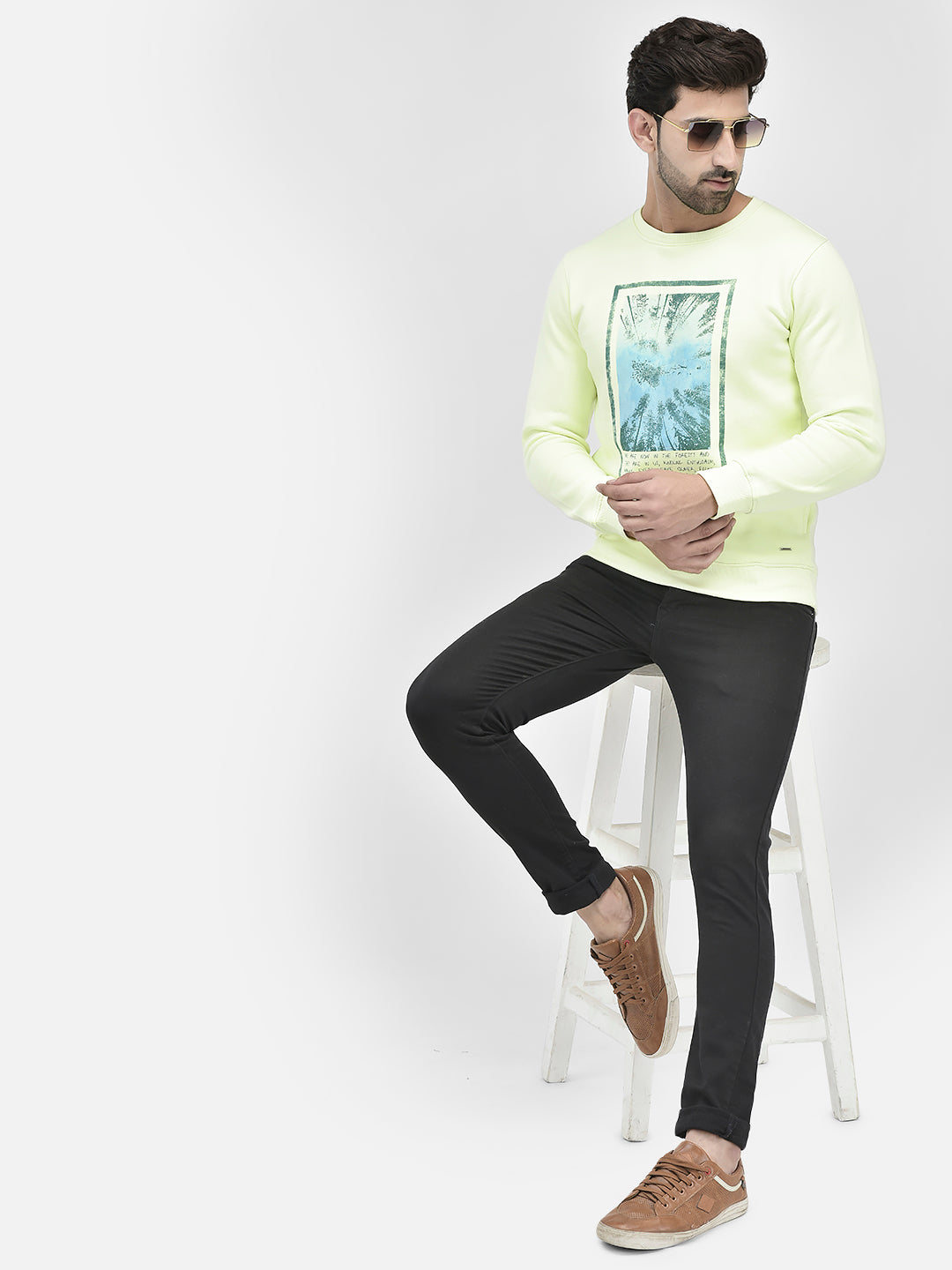 Green Printed Sweatshirt-Men Sweatshirts-Crimsoune Club