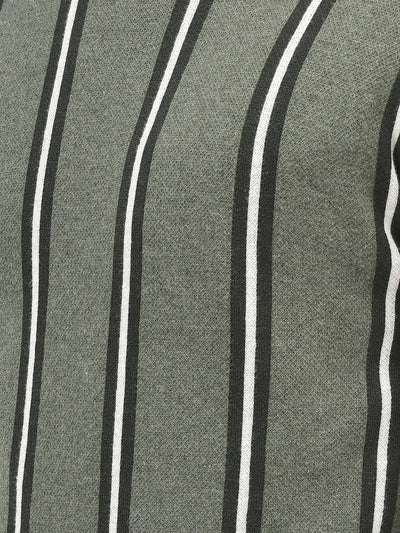 Olive Striped Cotton Sweater-Men Sweaters-Crimsoune Club