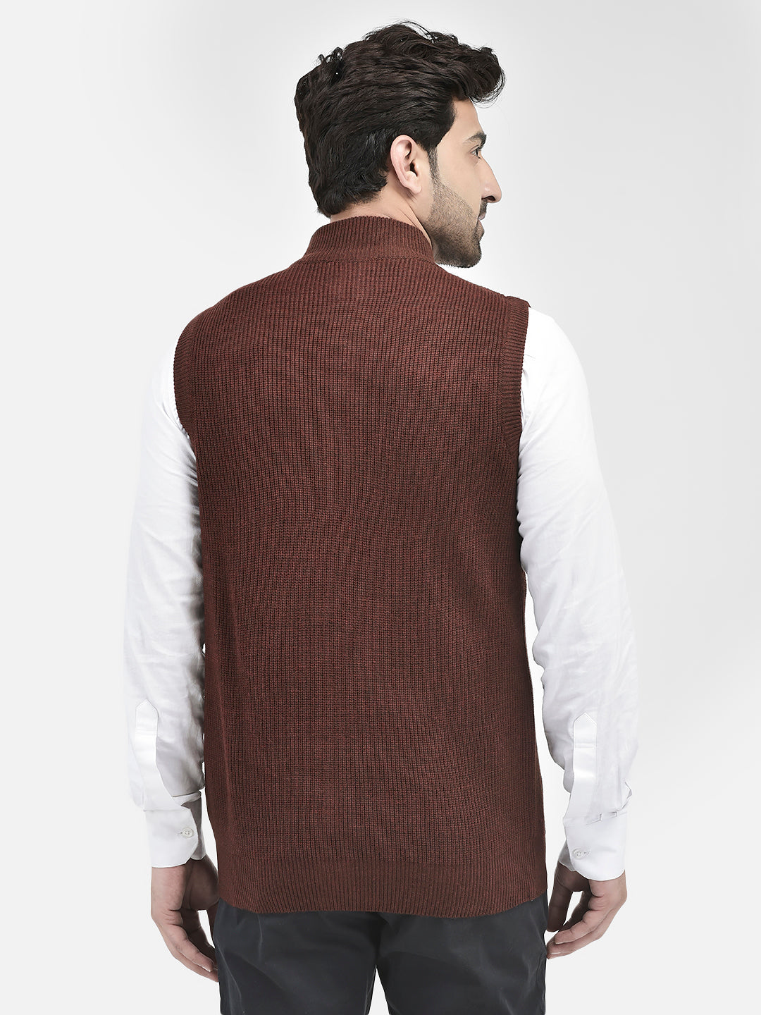 Wine Sleeveless Cardigan-Men Sweaters-Crimsoune Club