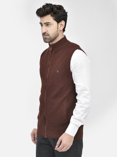 Wine Sleeveless Cardigan-Men Sweaters-Crimsoune Club