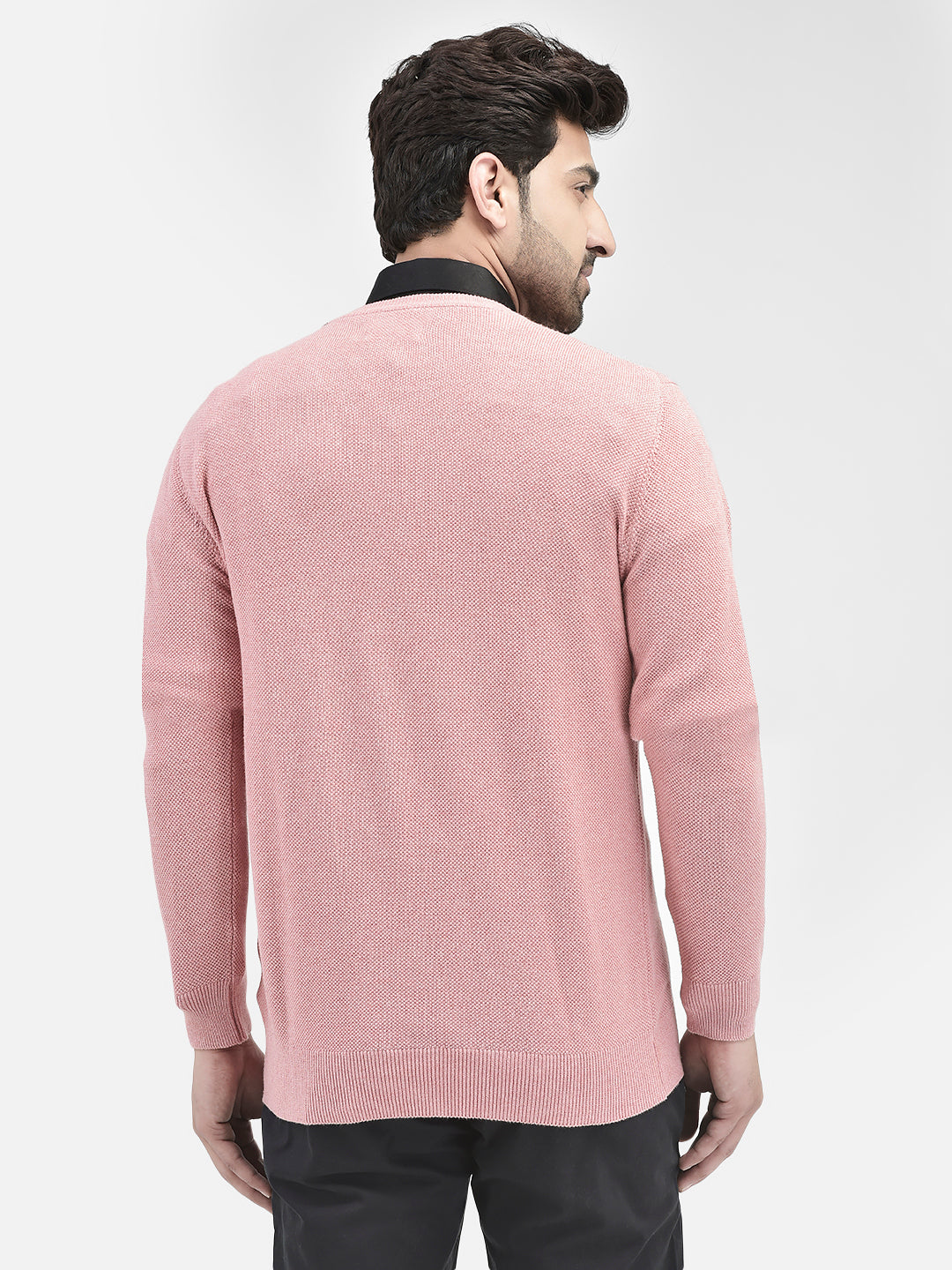 Pink Cotton Sweater-Men Sweaters-Crimsoune Club