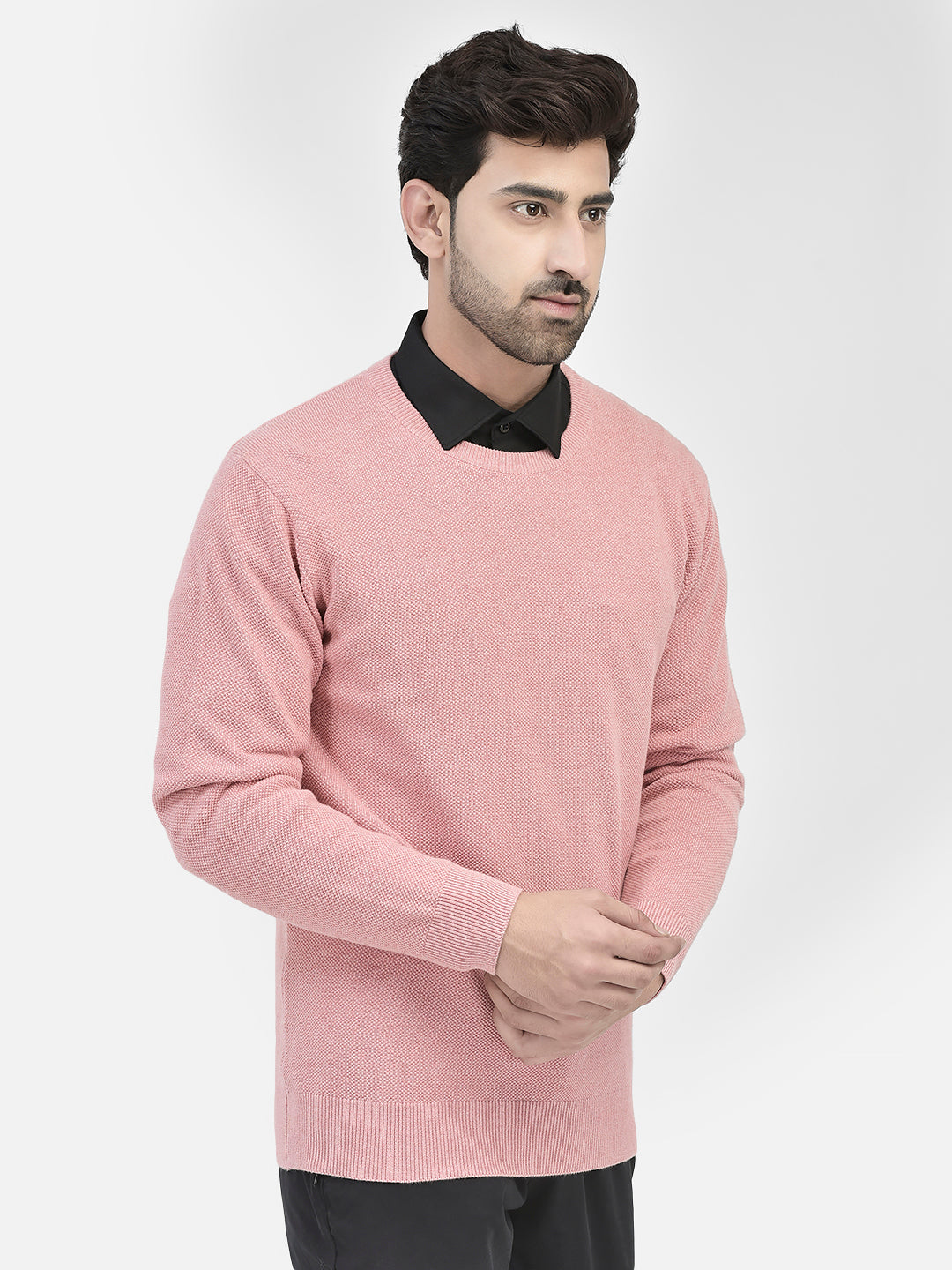 Pink Cotton Sweater-Men Sweaters-Crimsoune Club