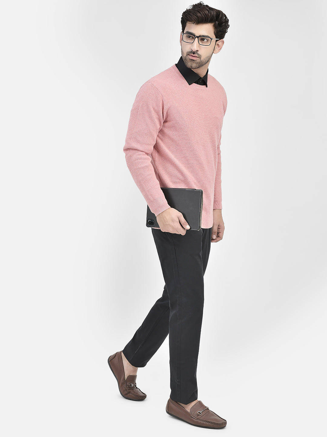 Pink Cotton Sweater-Men Sweaters-Crimsoune Club