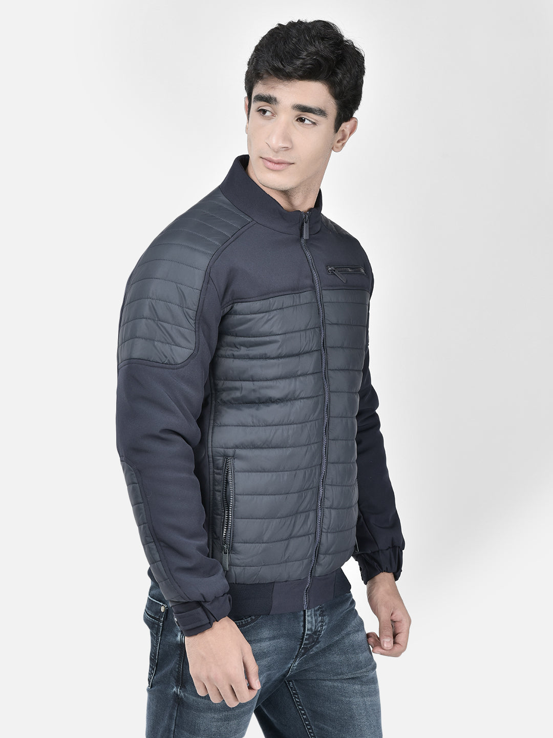 Navy Blue Padded Jacket-Men Jackets-Crimsoune Club