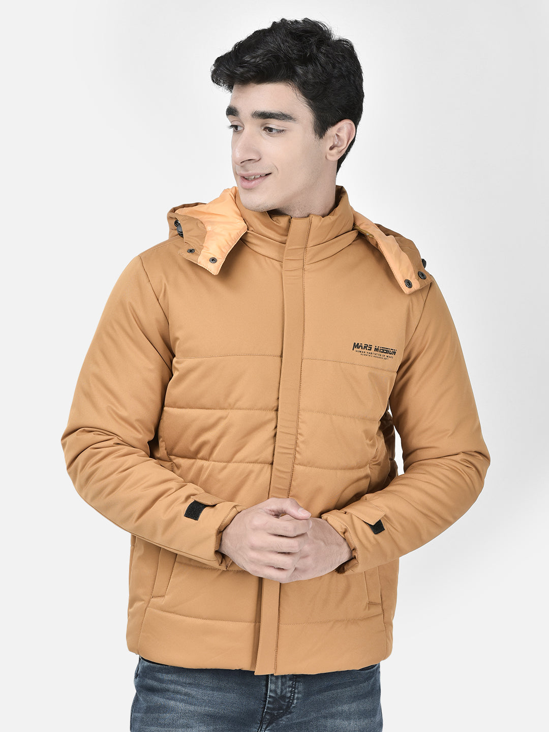 Mustard Hooded Puffer Jacket Crimsoune Club