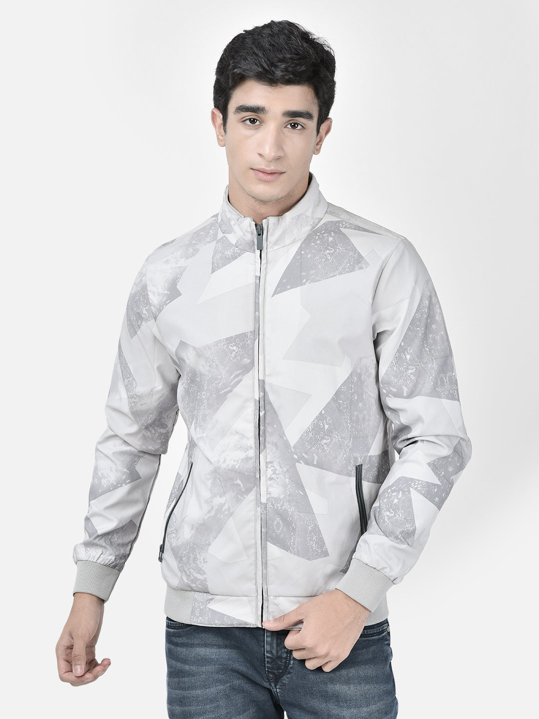 Grey Printed Jacket-Men Jackets-Crimsoune Club