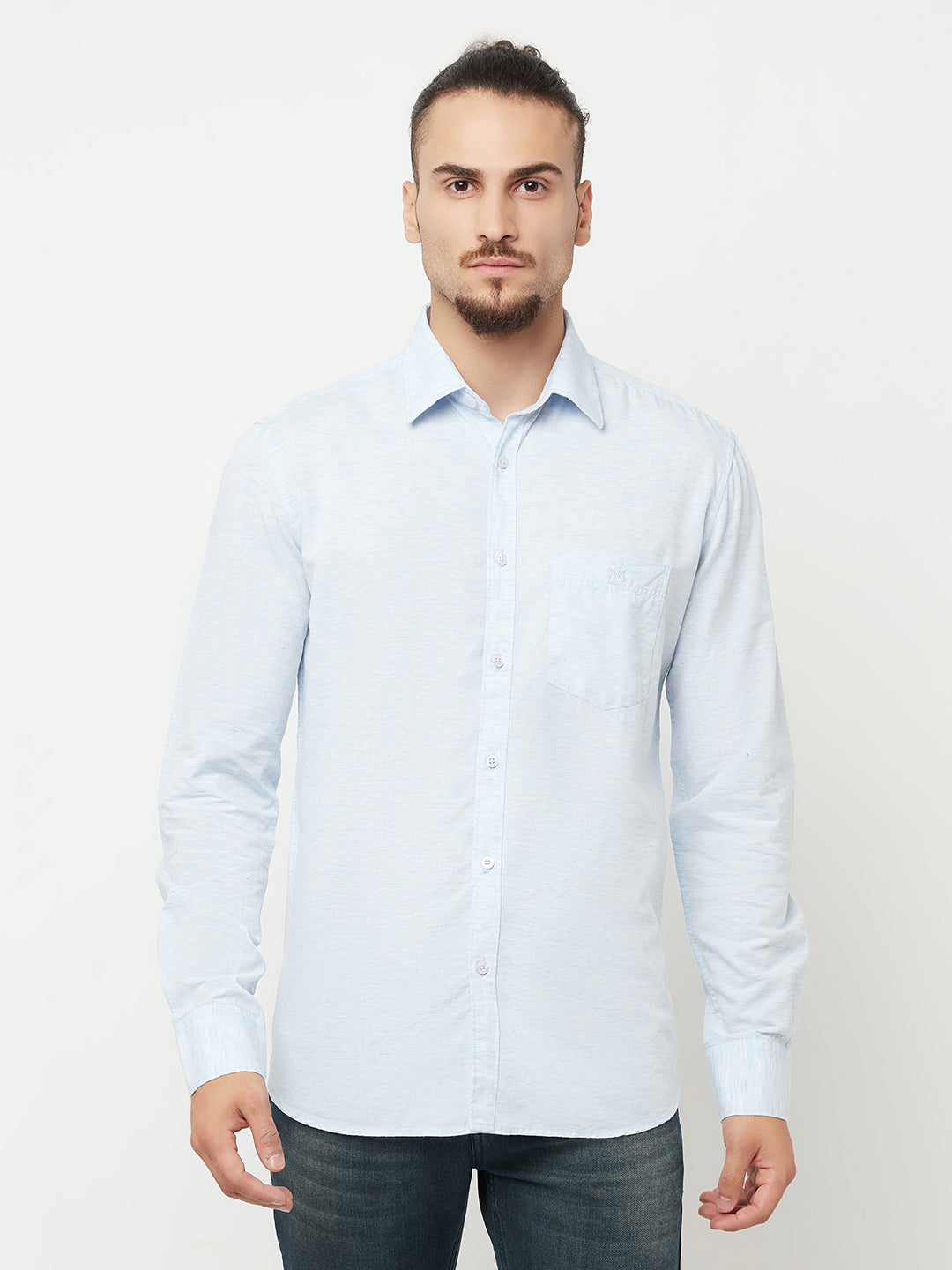 Blue Solid Casual Shirt-Men Shirts-Crimsoune Club