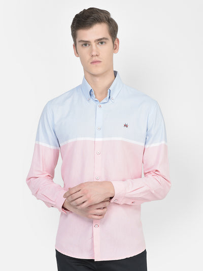 Pink Colour-Blocked Shirt-Men Shirts-Crimsoune Club