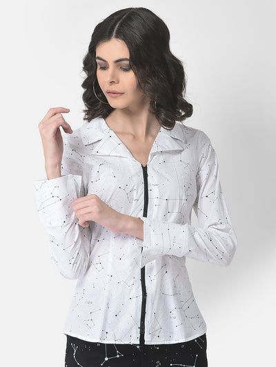 Constellation Zipper Shirt-Women Shirts-Crimsoune Club