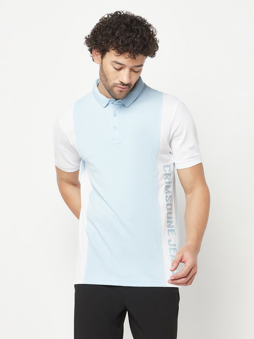 Ice Blue Polo T-Shirt-Men T-Shirts-Crimsoune Club