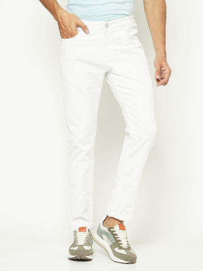 White Slim-Fit Denim-Men Jeans-Crimsoune Club