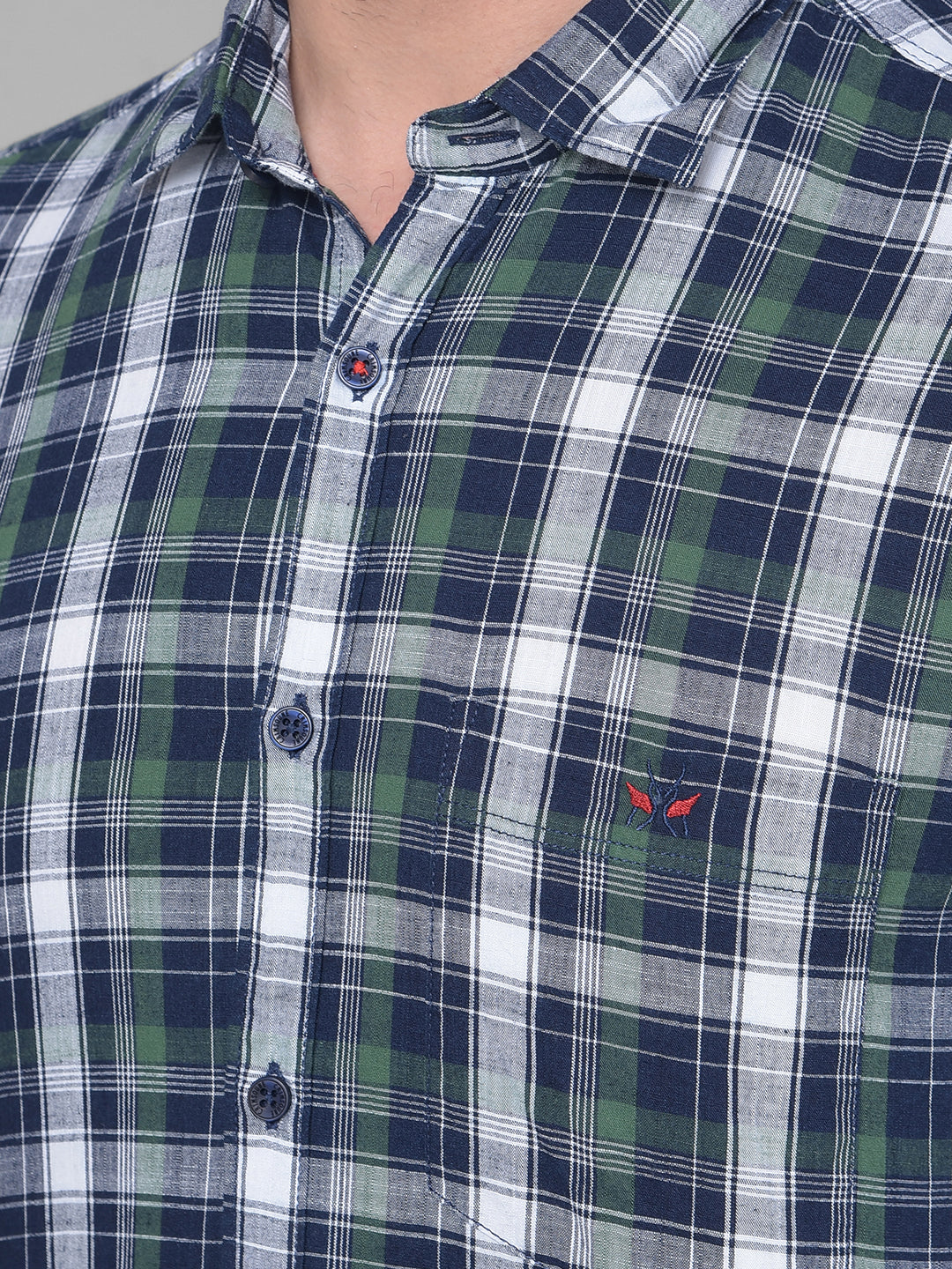 Navy Blue Checked Shirt-Men Shirts-Crimsoune Club