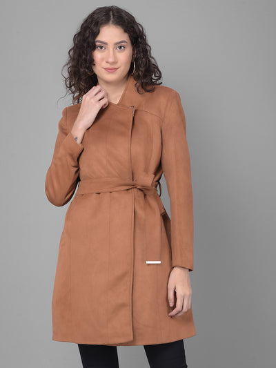 Brown Wrap Coat-Women Coats-Crimsoune Club