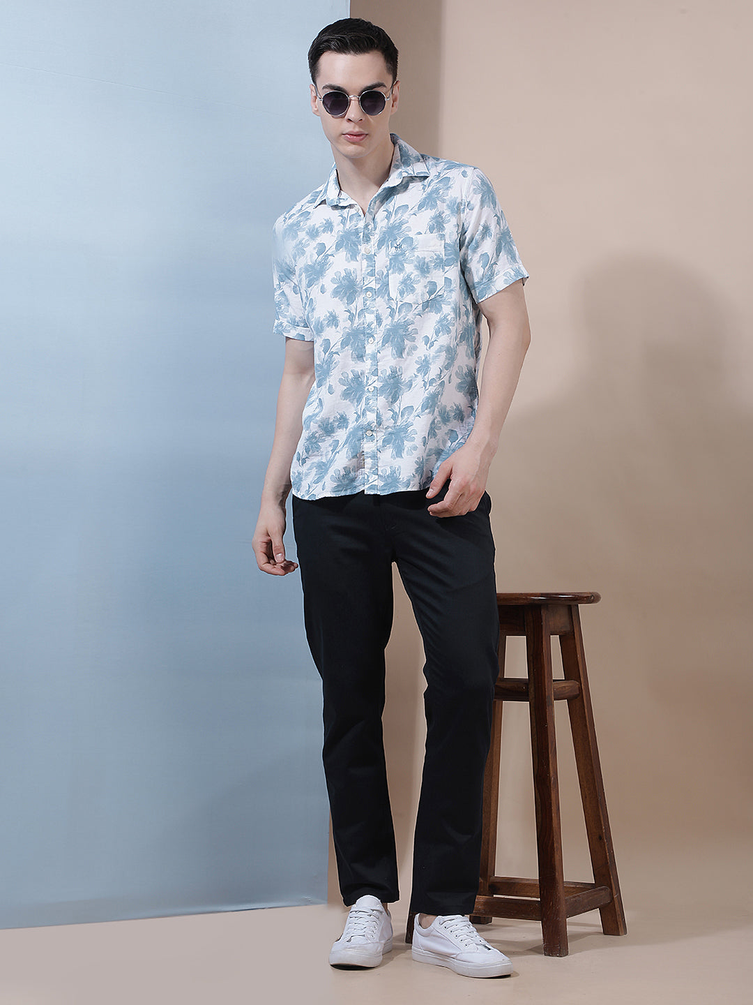 Green 100% Cotton Floral Printed Shirt-Men Shirts-Crimsoune Club