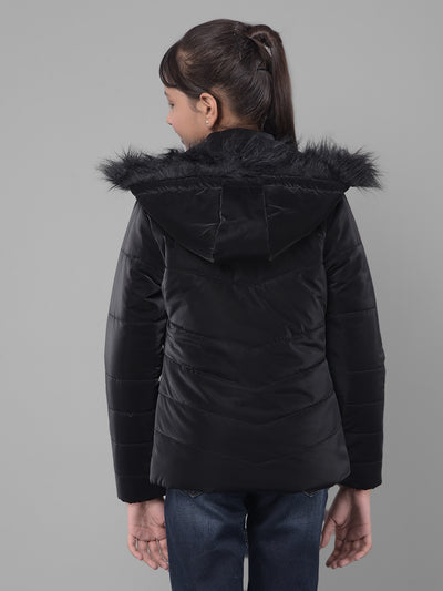 Black Puffer Jacket-Girls Jackets-Crimsoune Club