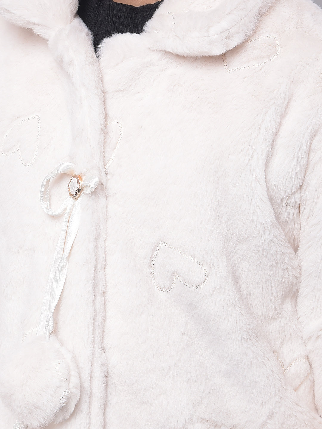 White Faux Fur Jacket-Girls Jackets-Crimsoune Club