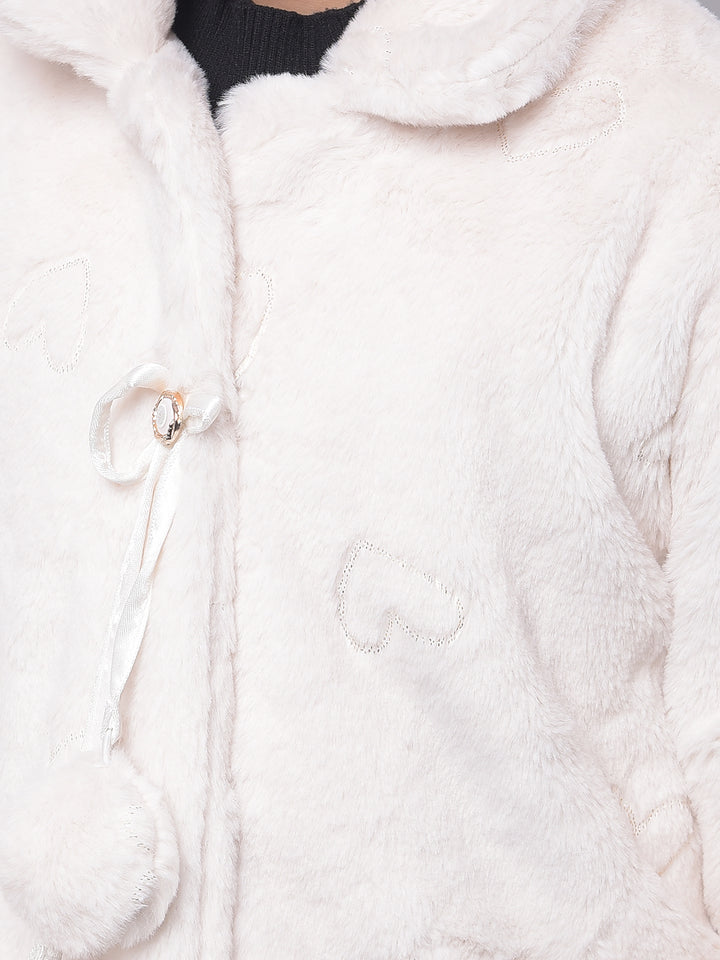White Faux Fur Jacket-Girls Jackets-Crimsoune Club