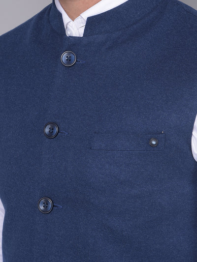 Navy Blue Waistcoat-Men Waistcoats-Crimsoune Club