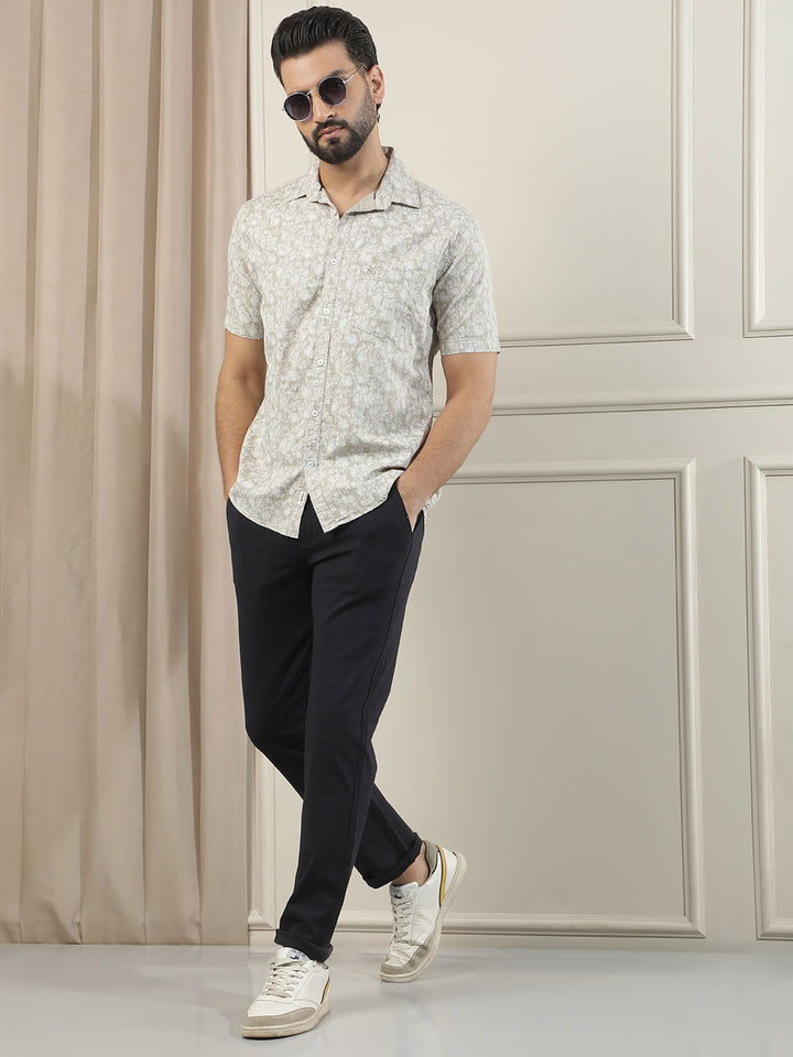 Green Floral Print Shirt-Men Shirts-Crimsoune Club